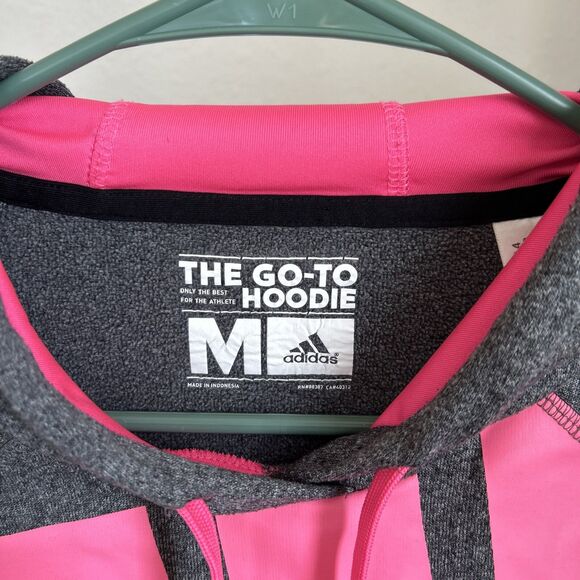🔥The Go-to Hoodie Adidas Women's Size Medium Pink Lettering VGC - Picture 2 of 12